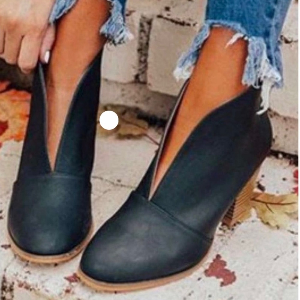 Women's Black V-Cut Ankle Booties